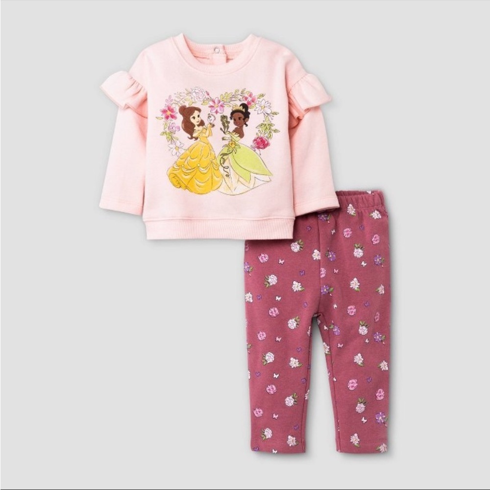 NWT Baby Girls' Disney Princess Disney Princess Top and Bottom Set - Pink